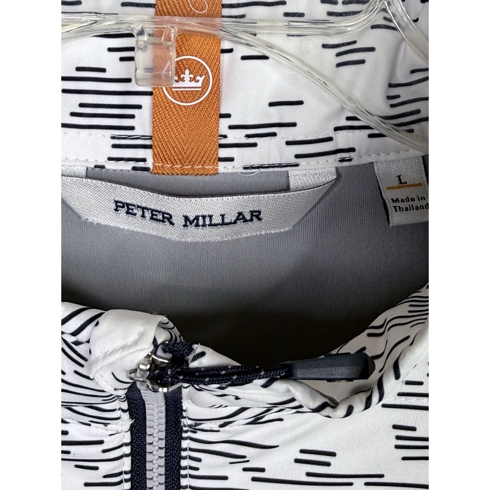 Peter Millar Weld Elite Hybrid 1/2 Zip White Gale Gray Pullover Jacket Large - Picture 6 of 12